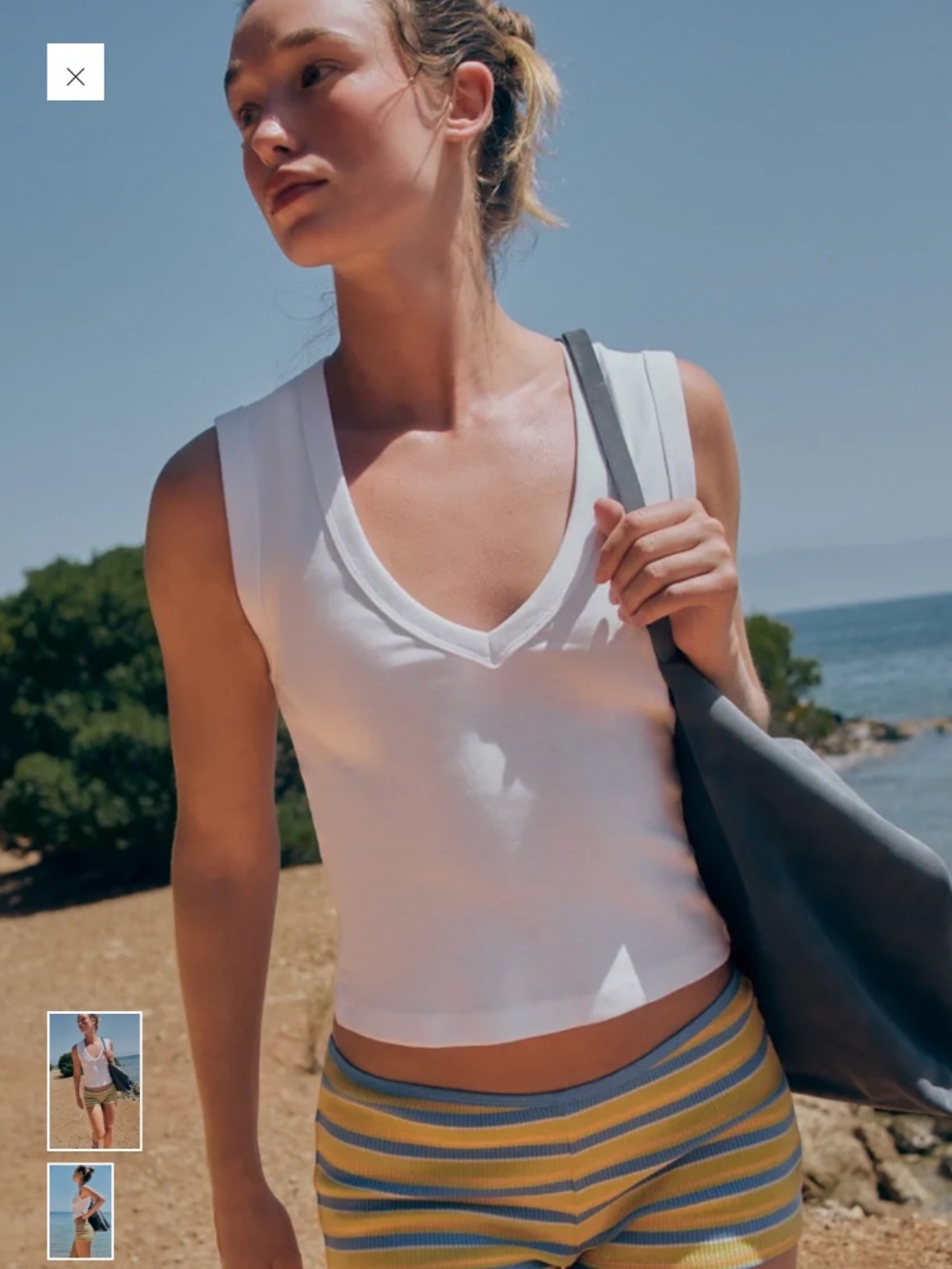 Zara vneck cotton ribbed tank top